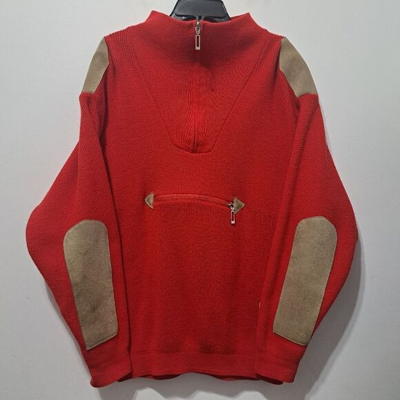 Vintage Monod Sports 80's Sweater Jacket Anorak Pocket Wool Banff Canada Red Lrg - Picture 17 of 17